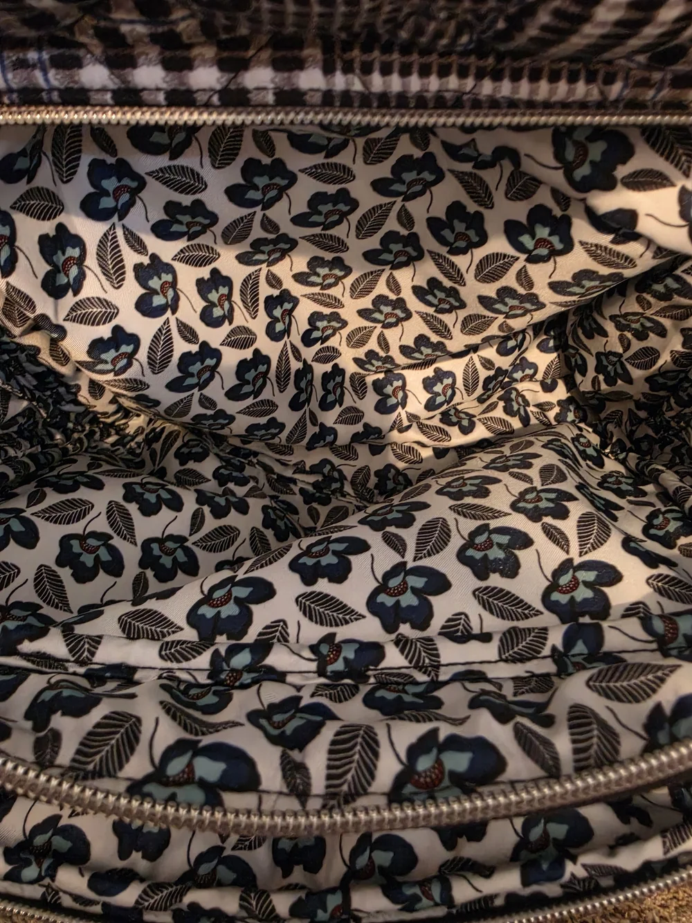 Vera Bradley Bedford Plaid Floral Performance Twill Backpack BabyBag Black White